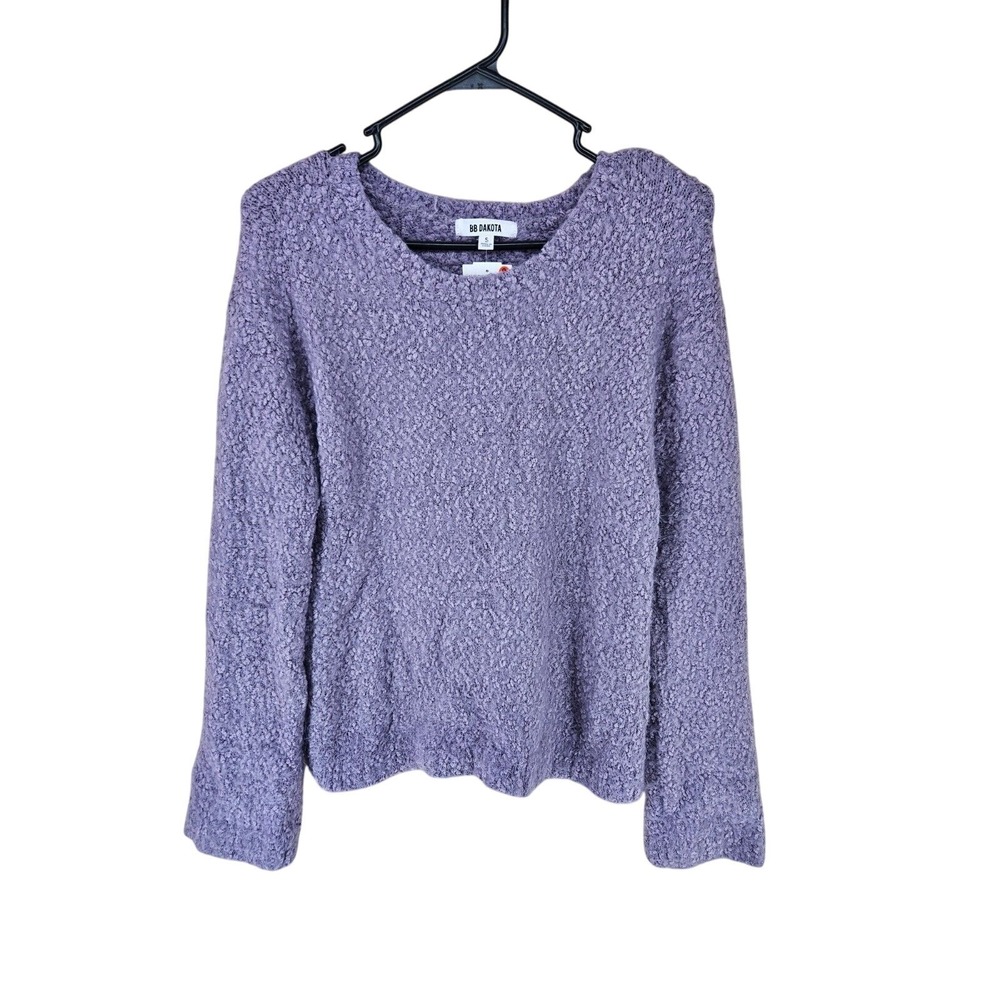 BB Dakota Nordstrom Womens Small Steel Lavender Long Sleeve Fuzzy Sweater NWT